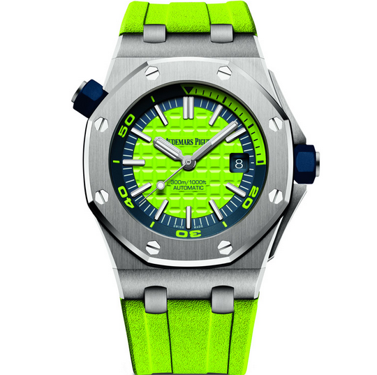 JF爱彼15710皇家橡树离岸型彩色系列绿盘橡胶表带男士机械手表