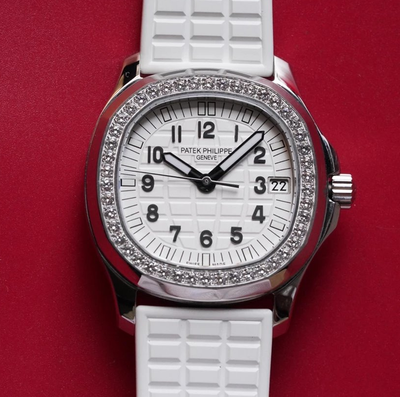 PPF厂百达翡丽AQUANAUT系列镶钻白盘女士机械胶带手表独家定制版CAL.324机芯