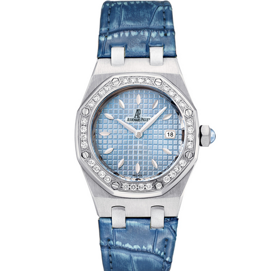 渠道原单 爱彼皇家橡树系列型号67601真钻蓝盘石英皮带女士腕表