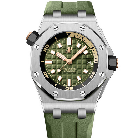 BF厂爱彼皇家橡树离岸型15720绿色版 胶带男士机械手表