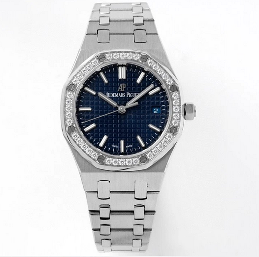 8F厂爱彼皇家橡树系列蓝盘34mm钢带女士机械手表