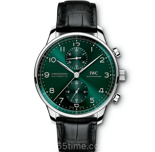 万国葡萄牙系列葡计iw371615绿盘背透计时皮带男士机械手表 万国新款