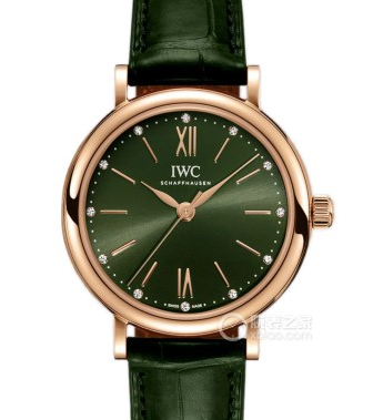 NR万国柏涛菲诺系列iw357409绿盘刻钻皮带女士机械手表 女神腕表