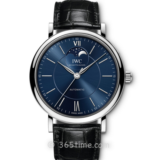 MKS万国柏涛菲诺系列IW459402月相蓝盘皮带男士机械手表 一比一复刻表