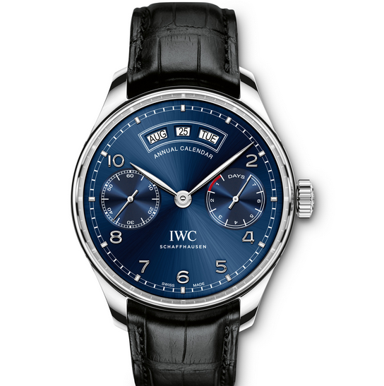 AZ厂万国葡萄牙系列IW503502蓝盘万年历皮带男士机械手表