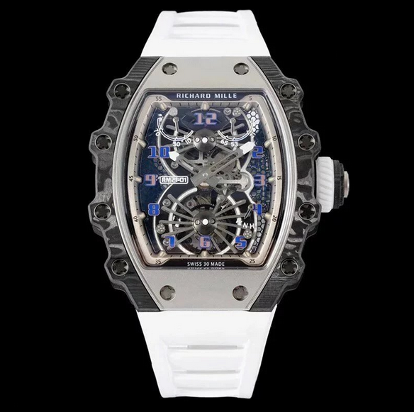 RM理查德米勒RM21-01空气动力陀飞轮机芯 碳纤维银色白色胶带男士手表
