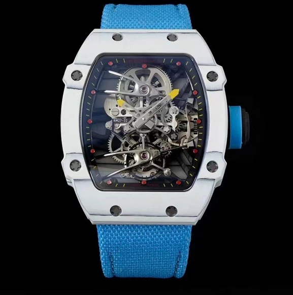 理查德米勒RM 27-02运动型陀飞轮机芯 碳纤维超轻蓝色表带男士手表