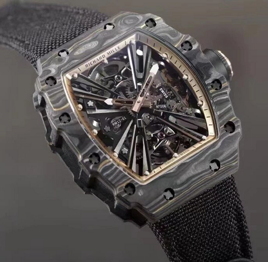 理查德米勒RM12-01手动陀飞轮缕空机芯 碳纤维男士手表