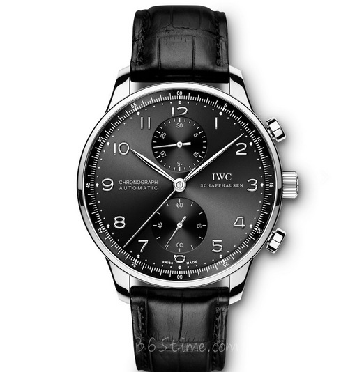 ZF万国葡萄牙系列葡计IW371609黑盘计时皮带男士机械手表 （背透）