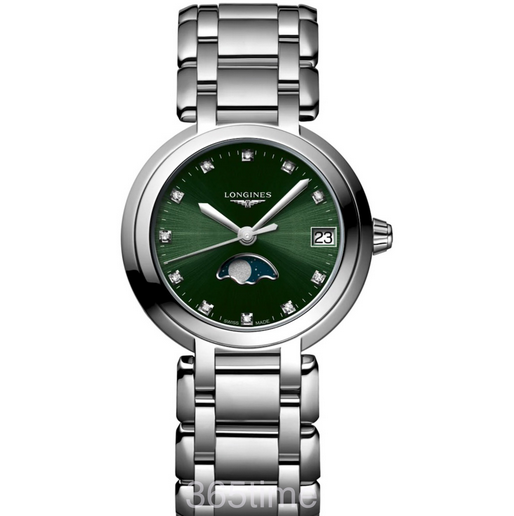 独家货源 浪琴心月系列l8.115.4.67.6月相绿色石英钢带女士手表