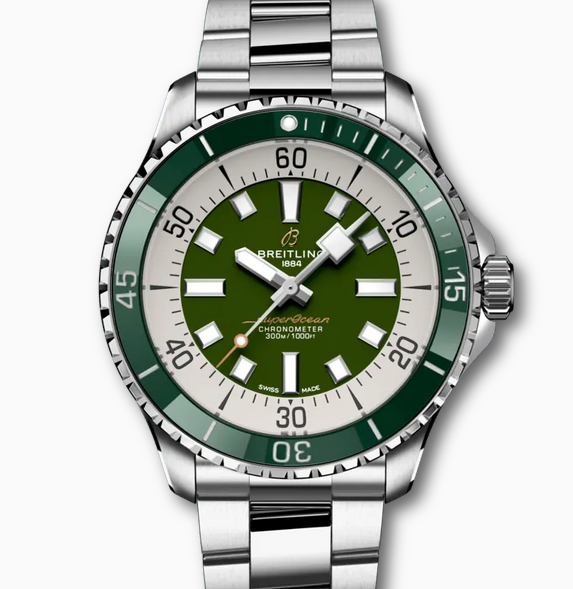 TF百年灵超级海洋系列A17376A31L1A1绿色盘钢带男士机械手表 潜水运动手表