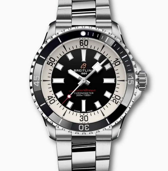 TF复刻百年灵超级海洋系列A17375211B1A1黑盘钢带男士机械手表 超强防水、夜光