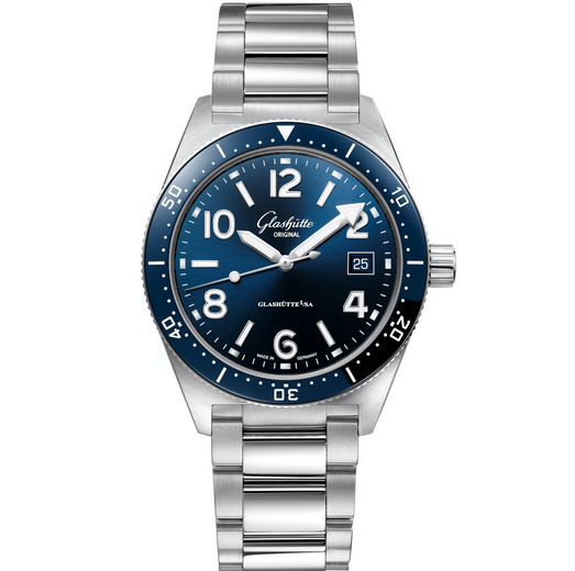 RXW厂打造-格拉苏蒂开拓系列1-39-11-09-81-70蓝盘钢带男士机械手表