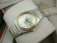 OMEGA欧米茄星座系列镶钻18K金全自动机械男士手表(白面)