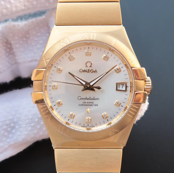 欧米茄星座系列123.20.35，精钢镀18k黄金表链表壳机械男士手表