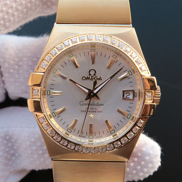 欧米茄星座系列123.20.35精钢镀18k黄金表链表壳机械男士手表