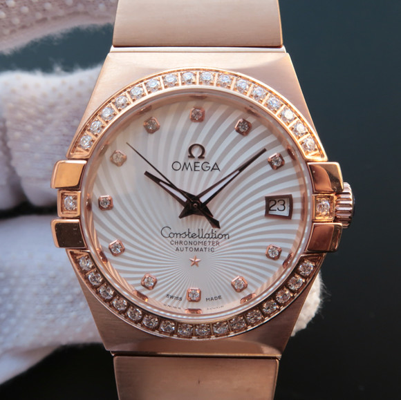 欧米茄星座系列123.20.35，精钢镀18k黄金表链表壳机械男士手表