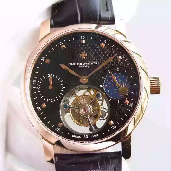 江诗丹顿动能显示日月星辰真陀飞轮机械男士手表