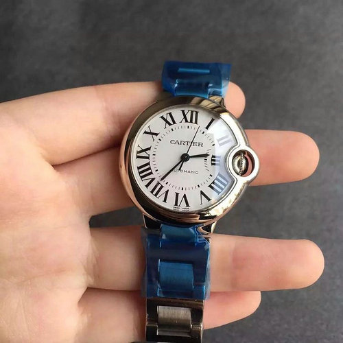 v6厂卡地亚蓝气球女士机械手表纯白面 33mm