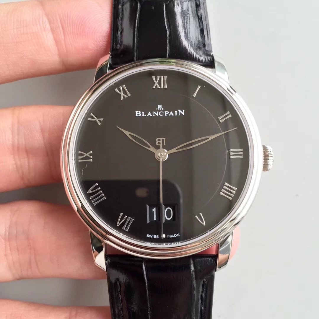 HG厂复刻宝珀优雅的Villeret系列大日历视窗腕表 简洁黑面款
