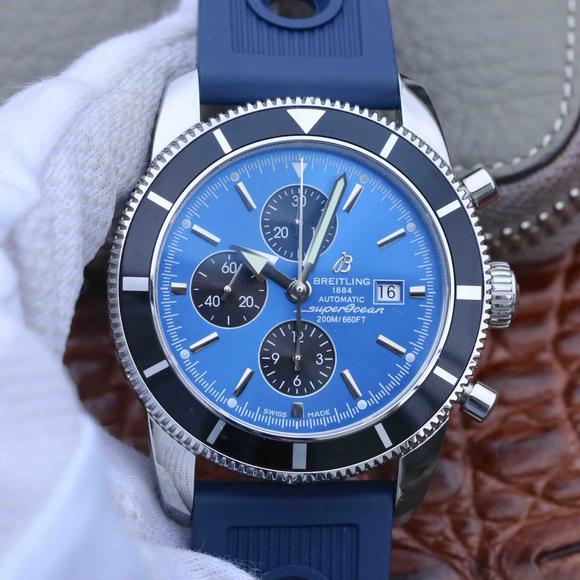 OM百年灵超级海洋系列计时男士机械手表 橡胶带蓝面