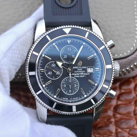 OM百年灵超级海洋系列计时男士机械手表 橡胶带灰面