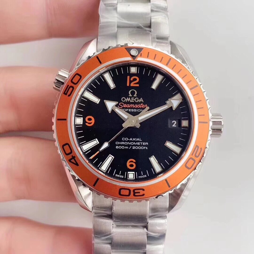 VS厂欧米茄海马600米橙色钢带款男士机械手表