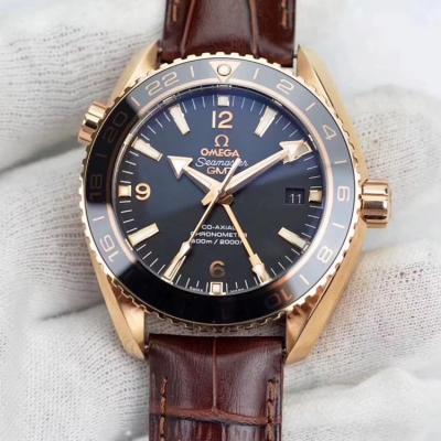 欧米茄XF 海洋宇宙 43.5mm 四针带Gmt功能调时间小秒针能停 皮带手表