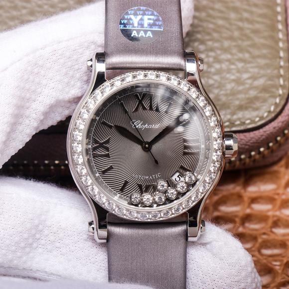 YF萧邦快乐钻278559-3003腕表,镶钻女士机械手表,绢丝表带
