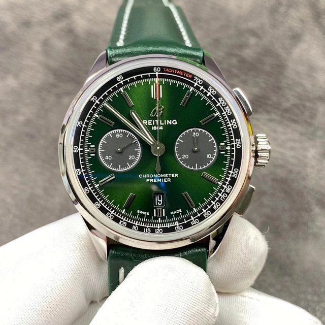 GF厂复刻百年灵璞雅B01计时 男士自动计时机械手表 绿面