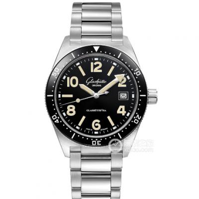 RXW正品级别-格拉苏蒂开拓系列1-39-11-06-80-70黑盘钢带男士机械手表