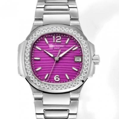 GR厂百达翡丽运动优雅系列7010紫色表盘搭载瑞士进口石英机芯32MM女士手表