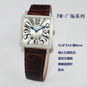 瑞士法兰克穆勒手表 瑞士石英机芯 方形镶钻真皮表带女士手表 【独凡表行】一比一复刻