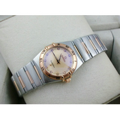 欧米茄星座系列女士手表 包18K玫瑰金钢带罗马外壳两针瑞士石英女表